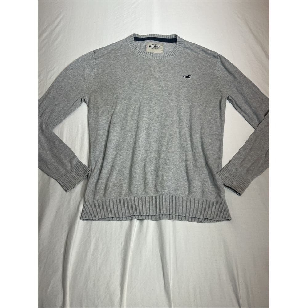 Hollister Men's Lightweight Crewneck Sweater - Grey - Size Small